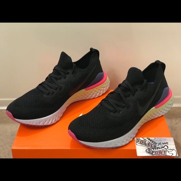 NEW Nike Epic React Flyknit 2 Be True Black Pink - Picture 3 of 7